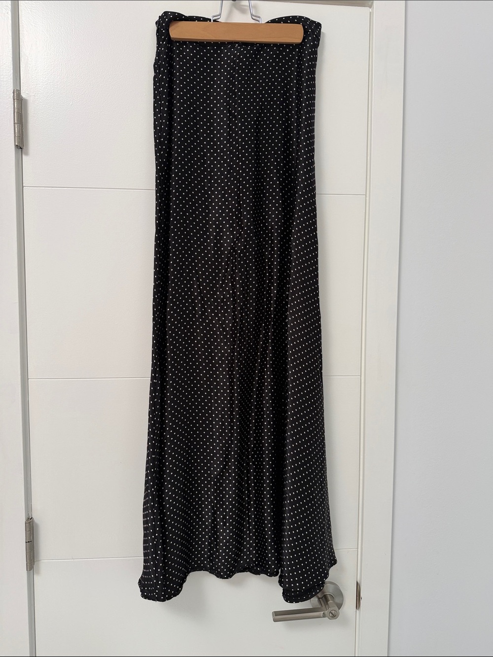 MONA LISA Black Maxi Skirt with White Polka Dots